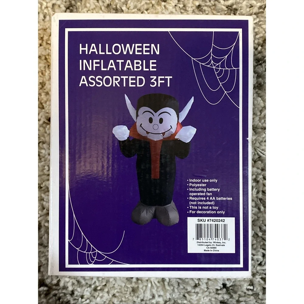 Halloween Inflatable Vampire‎ 3FT Indoor Decoration Battery Operated NEW